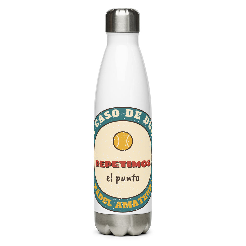 Botella Pádel Retro "En caso de duda, repetimos" — vista frontal
