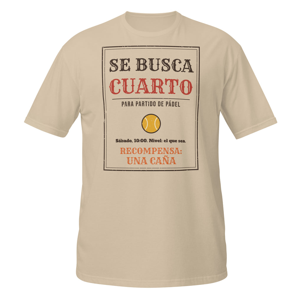 Camiseta Pádel Retro "Se busca cuarto" — vista frontal