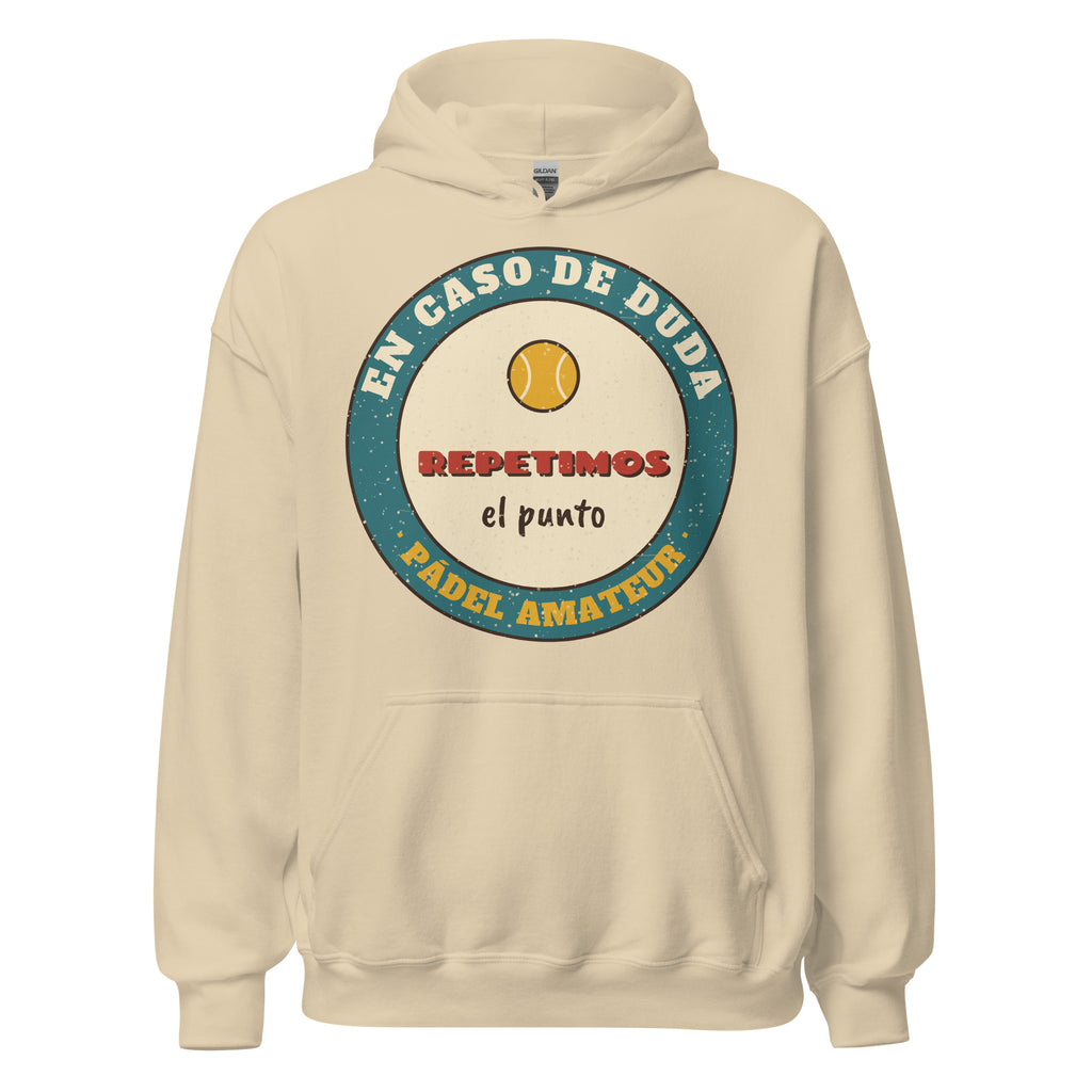 Sudadera Pádel Retro "En caso de duda, repetimos" — vista frontal